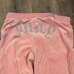 Juicy Couture Blush Velour Trousers with Silver Embellishment